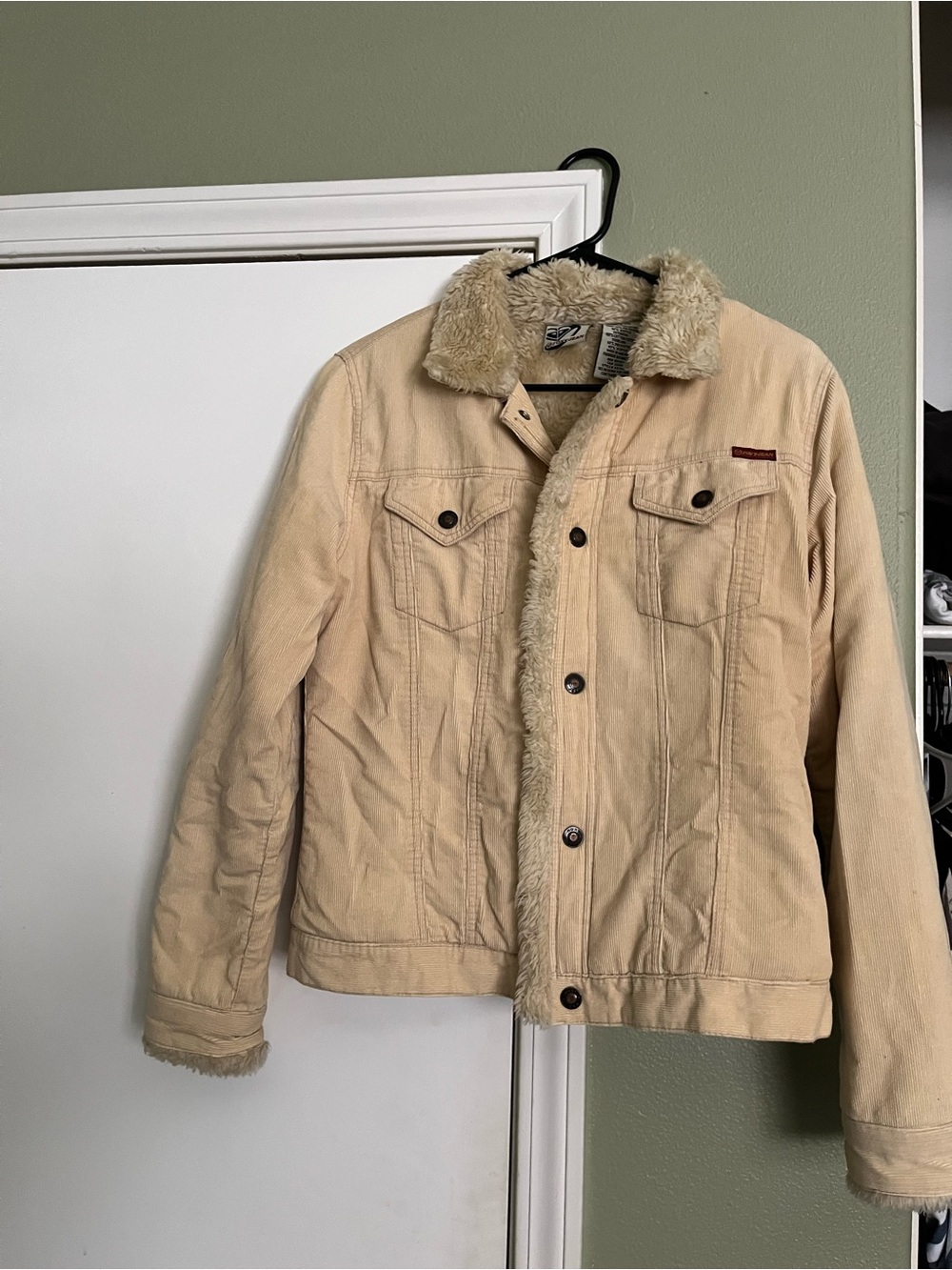 Women’s Roxy vintage Y2K Camel Faux fur-Lined Corduroy Jacket
